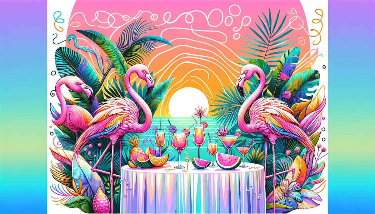 Flamingo-themed bachelorette party invitation