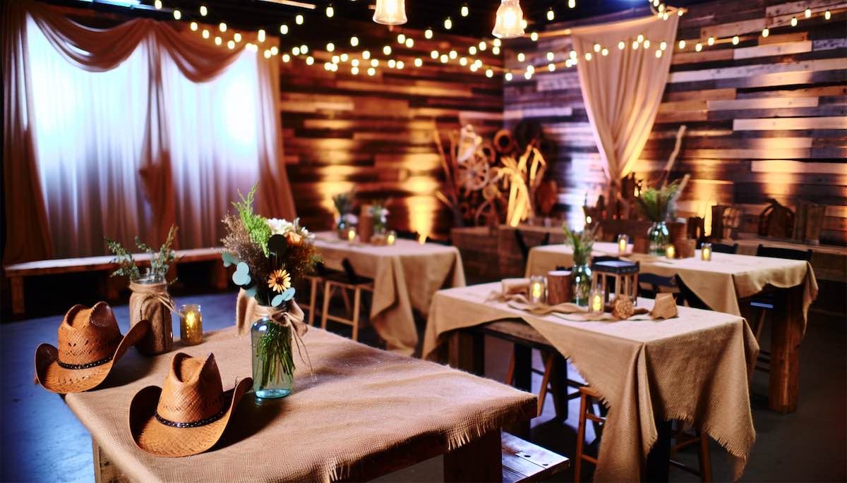 Cowgirl Chic Bachelorette Party Decorations with rustic and western-themed decor