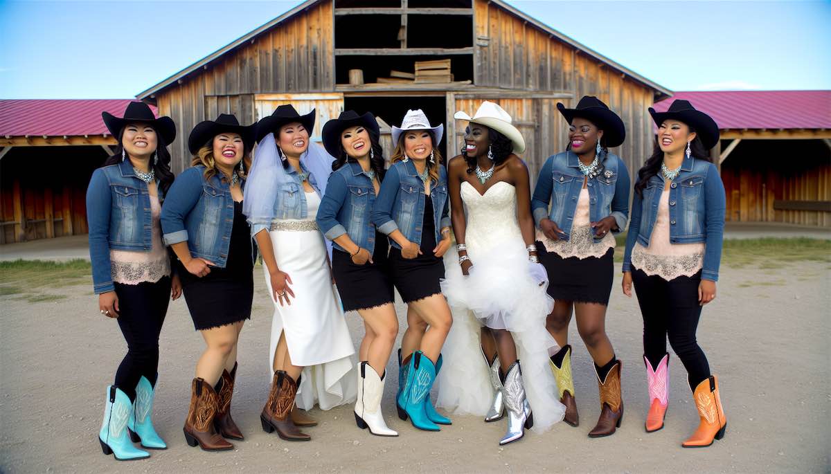 Rodeo-Themed Bachelorette Party Attire for the bride and bridesmaids