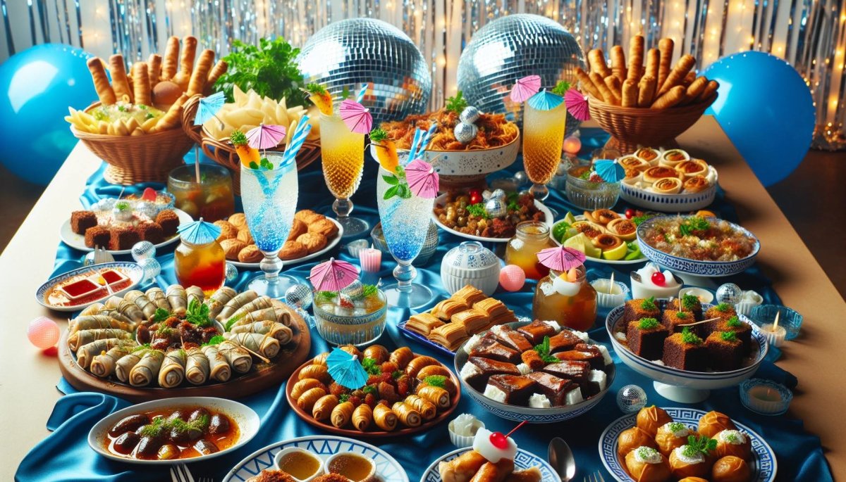 Delicious Greek-inspired dishes and disco-themed drinks for a Mamma Mia bachelorette party