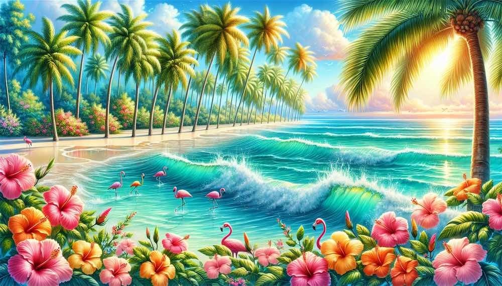 Tropical bachelorette party invitation with beachy backdrops