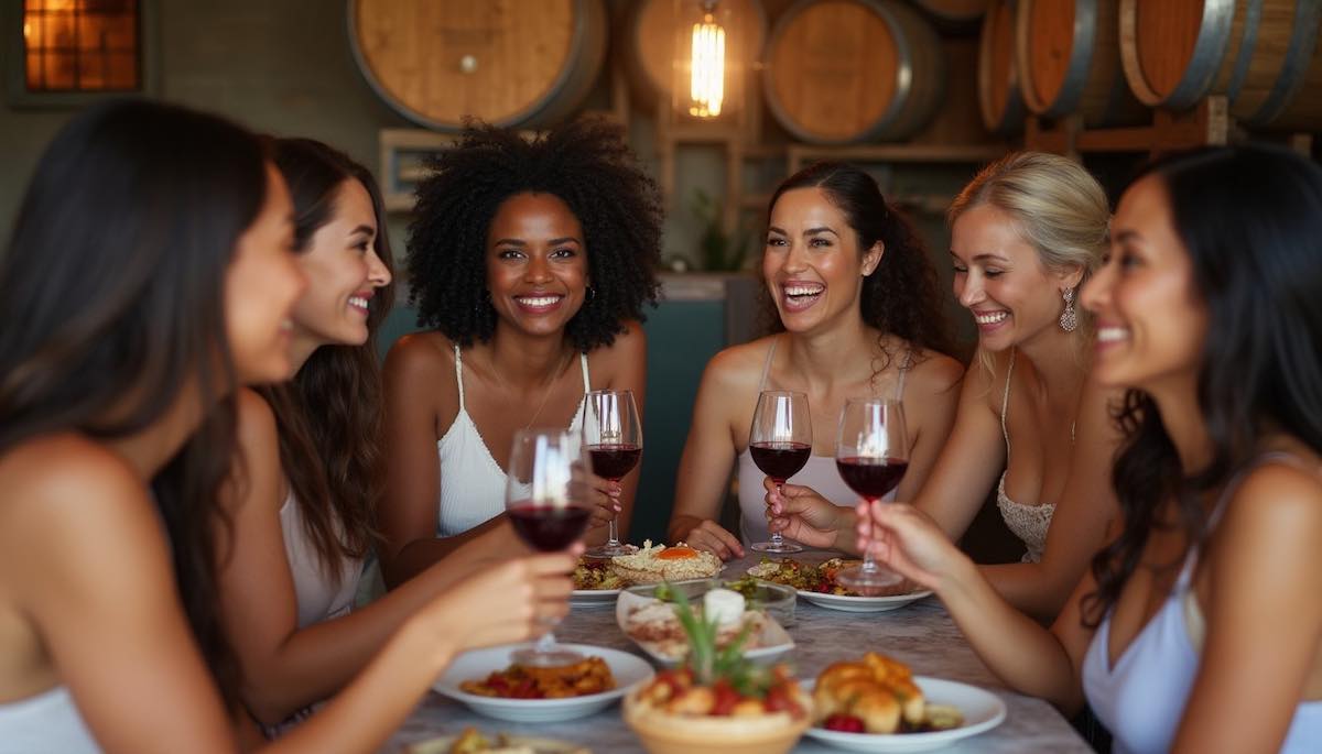 a wine tasting at a winery for a bachelorette party